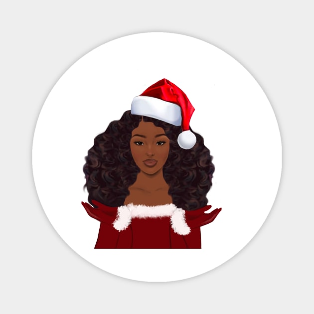 Afro Girl Santa Hat Magnet by Precious7